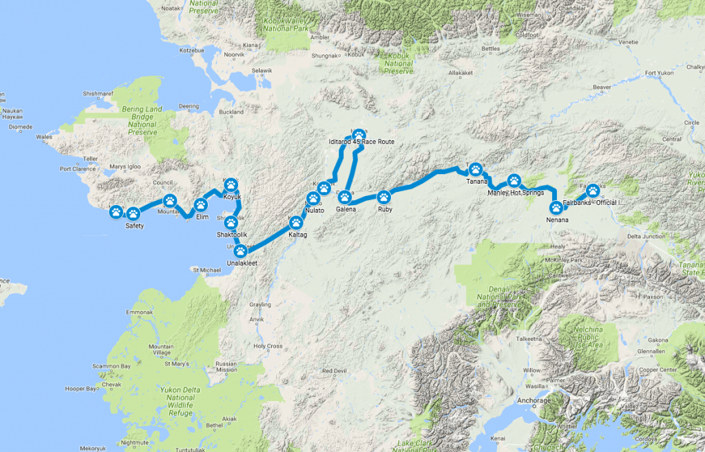 Updated Race Course Map For The 2017 Iditarod Trail Sled Dog Race - Printable Iditarod Trail Map