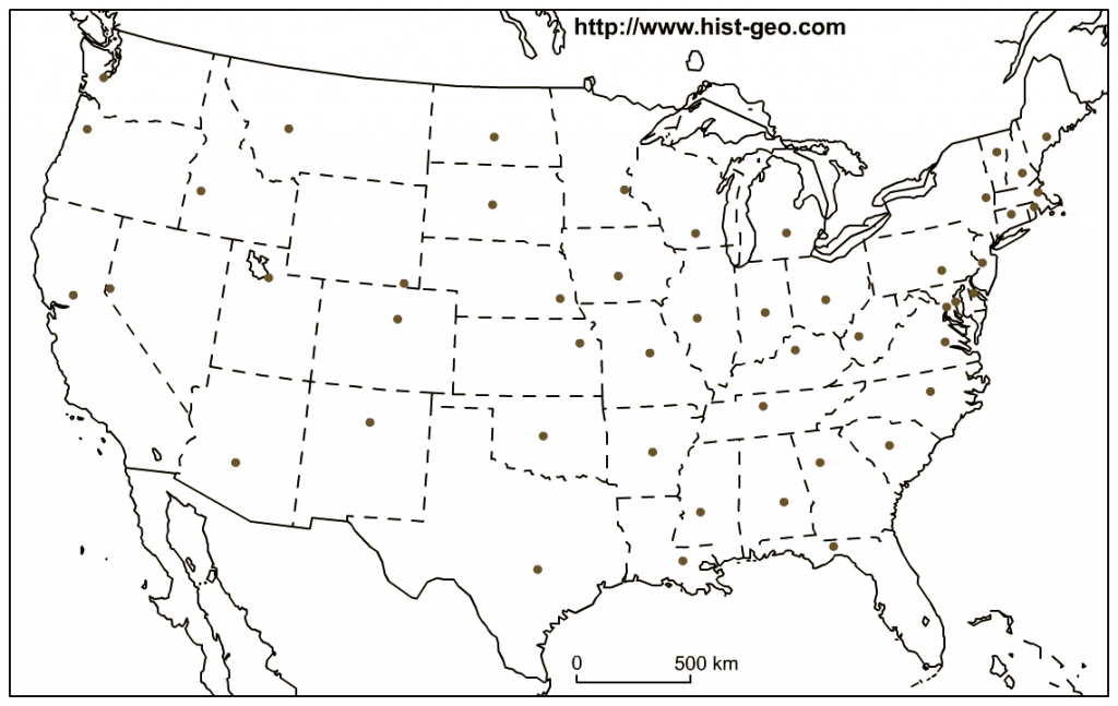 Us Capitals Map Quiz Printable State Name Capital For Kid Blank Map - State Capital Map Printable