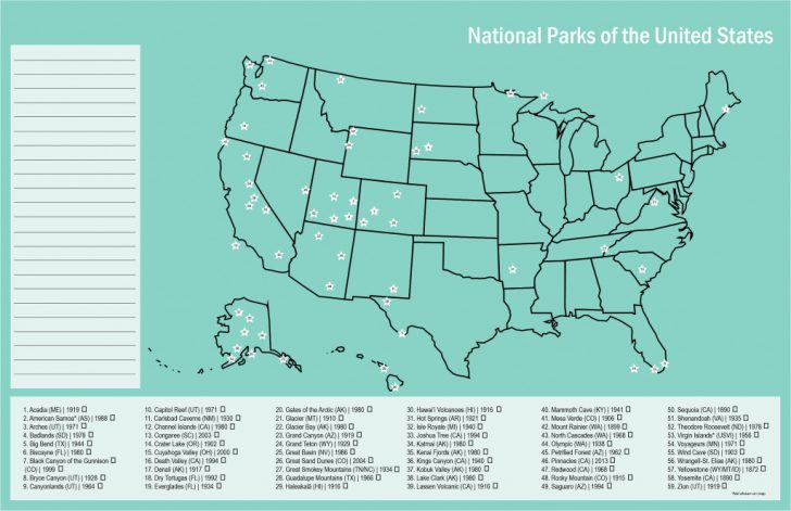 Printable Map Of Us National Parks