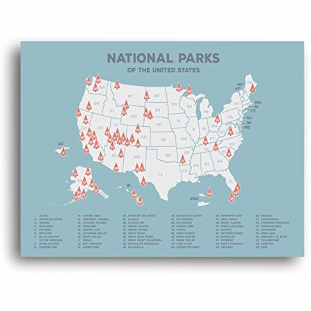 Us National Parks Map, Black Usa Map, Poster, Map Of The United - Printable Map Of Us National Parks