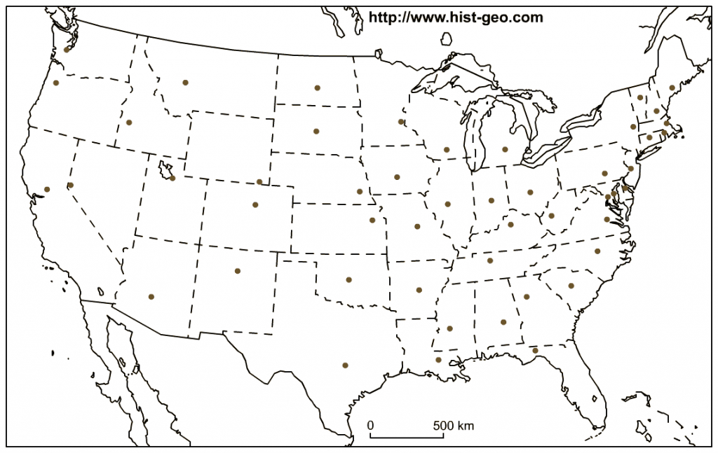 Us Outline Map - States And Capitals - Printable Map Of Us Capitals