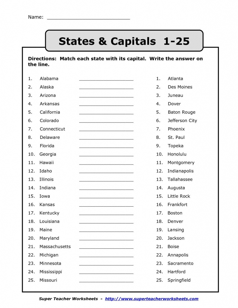 Us State Map Quiz Printable Us Capitals Map Quiz Printable State - 50 States And Capitals Map Quiz Printable