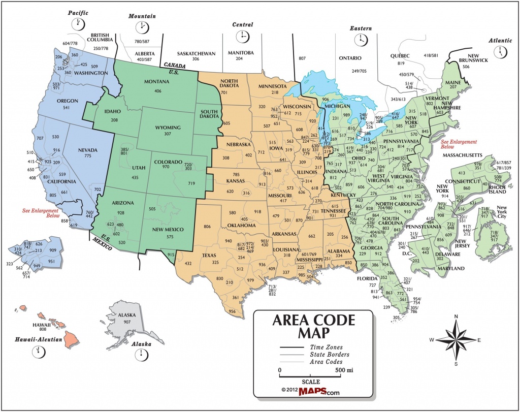 Usa Area Code And Time Zone Wall Map - Maps - Printable Time Zone Map Usa And Canada