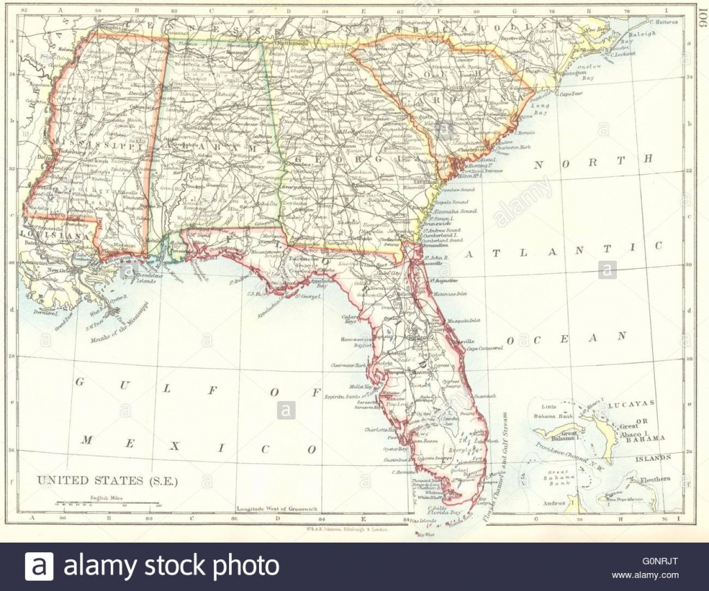 Usa Deep South. Florida South Carolina Georgia Alabama Mississippi - Map Of Alabama And Florida