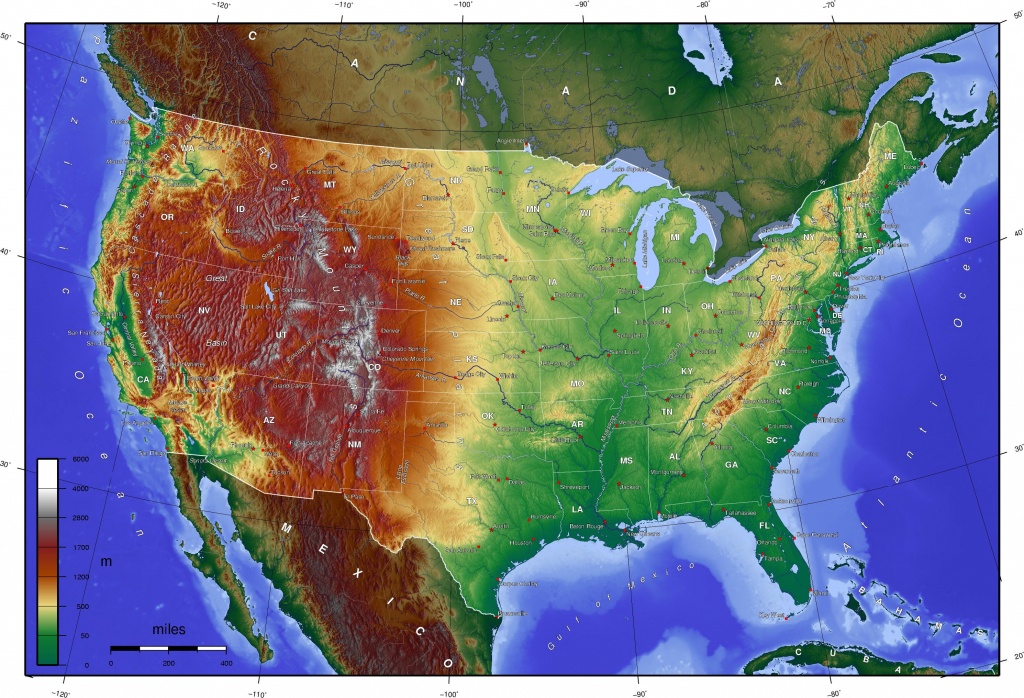 Usa High Contrast Elevation Map [2980X2031] | Maps | Us Geography - Baja California Topographic Maps