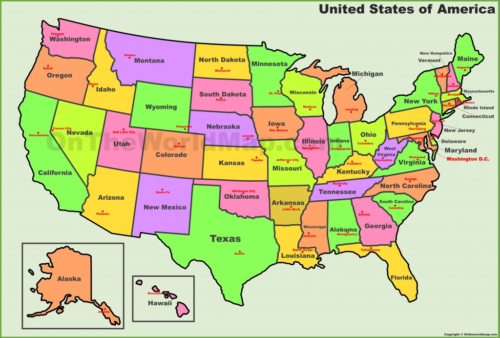 Usa States And Capitals Map - Free Printable United States Map With State Names And Capitals