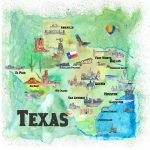 Usa Texas Travel Poster Map With Highlights Paintingm Bleichner   Travel Texas Map