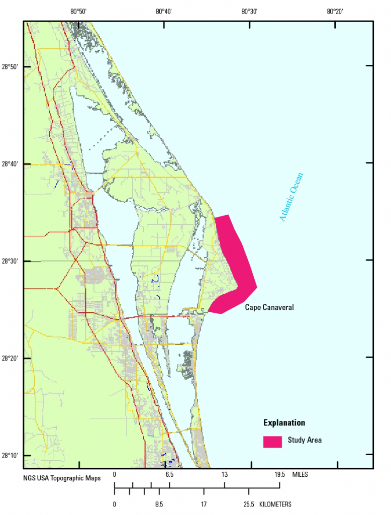 Usgs Data Series 957: Archive Of Bathymetry Data Collected At Cape - Port Canaveral Florida Map