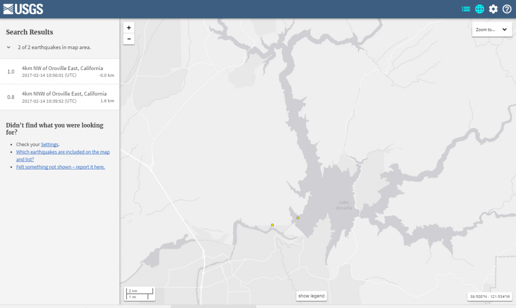 Usgs Records Small Earthquakes Near #orovilledam | Watts Up With That? - Oroville California Google Maps