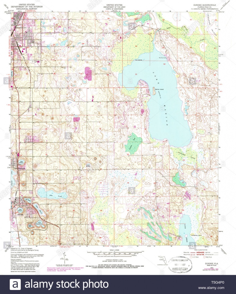 Usgs Topo Map Florida Fl Dundee 345890 1953 24000 Restoration Stock - Dundee Florida Map