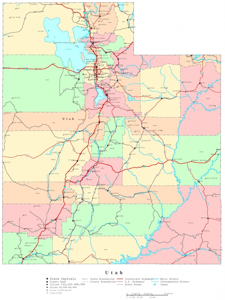 Utah Printable Map - Printable Map Of Utah