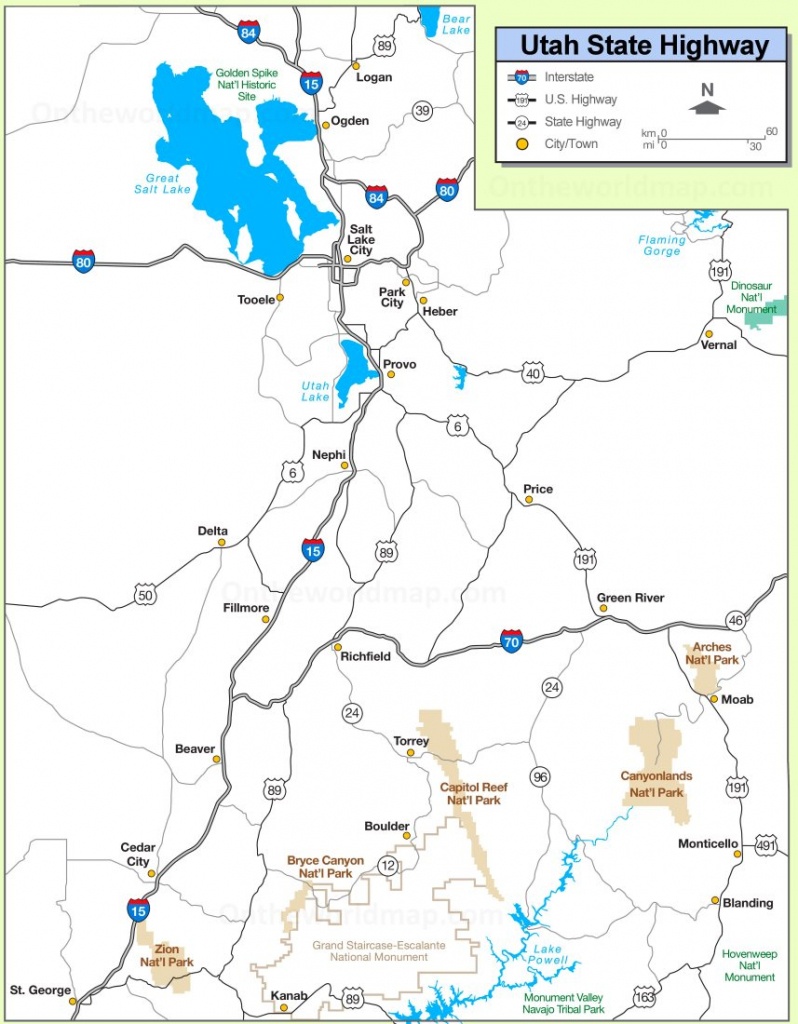 Utah State Maps | Usa | Maps Of Utah (Ut) - Utah Road Map Printable