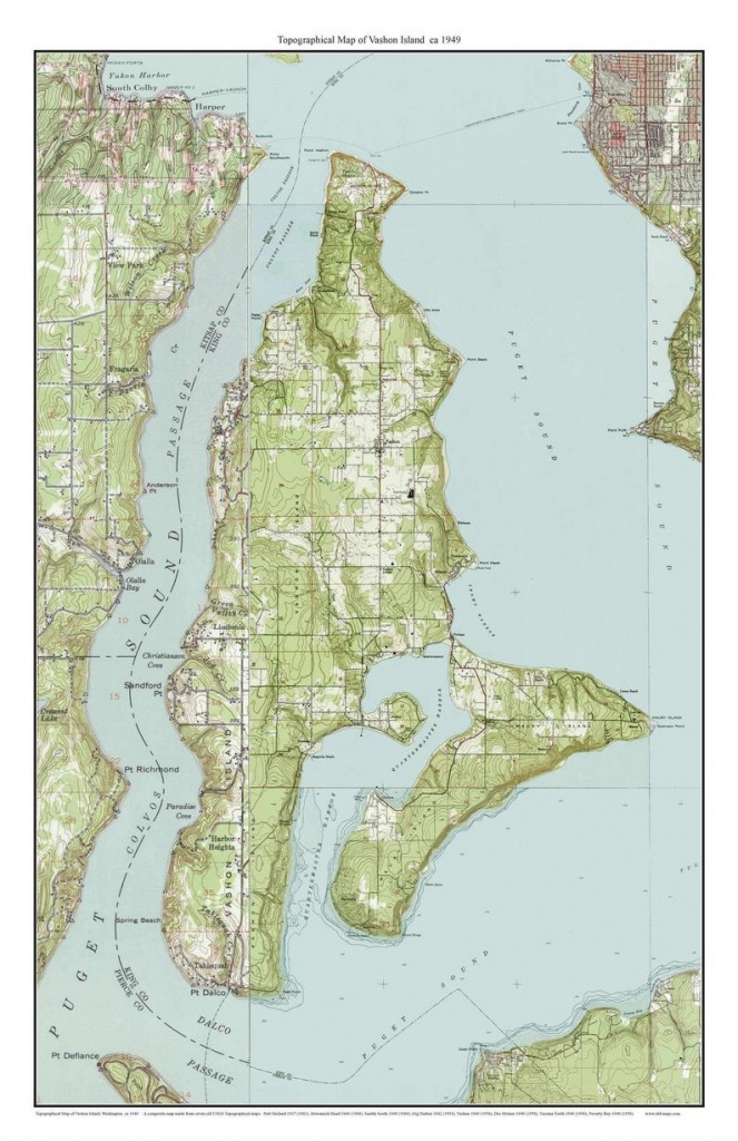 Vashon Island Ca. 1949 Usgs Old Topographic Map Custom | Etsy - Vashon Island Map Printable