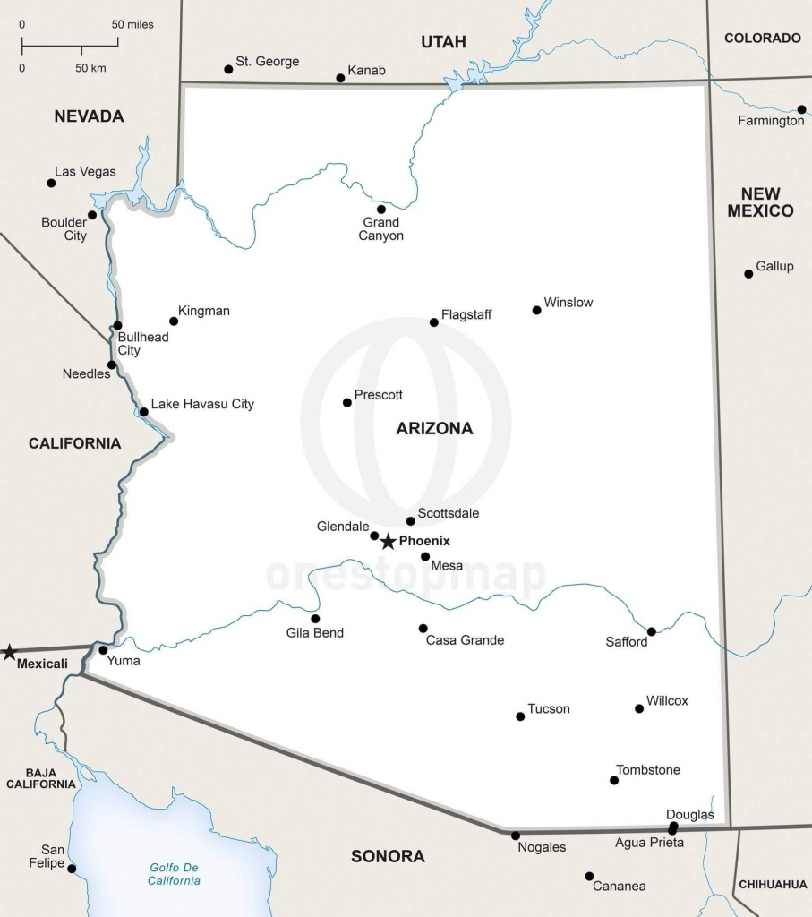 Vector Map Of Arizona Political | One Stop Map - Printable Map Of Arizona