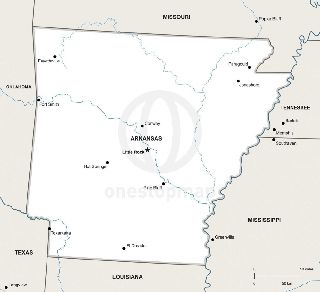 Vector Map Of Arkansas Political | One Stop Map - Printable Map Of Arkansas