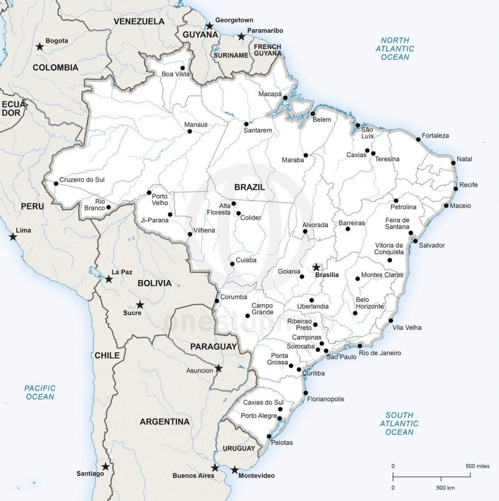 Vector Map Of Brazil Political | One Stop Map - Printable Map Of Brazil