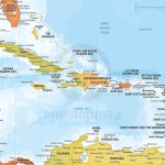 Vector Map Of Caribbean Political Bathymetry | One Stop Map   Printable Map Of The Caribbean