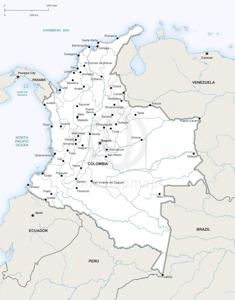 Vector Map Of Colombia Political | One Stop Map - Printable Map Of Colombia