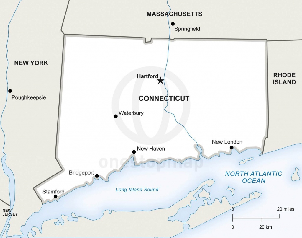 Vector Map Of Connecticut Political | One Stop Map - Printable Map Of Connecticut