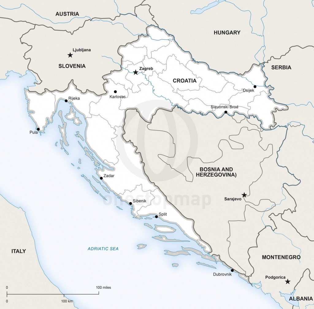 Vector Map Of Croatia Political | One Stop Map - Printable Map Of Croatia