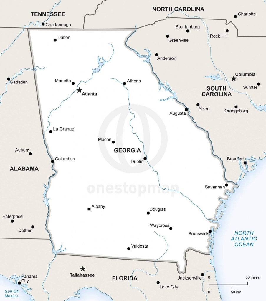 Vector Map Of Georgia (U.s. State) Political | One Stop Map - Georgia State Map Printable