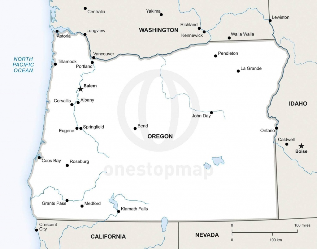 Vector Map Of Oregon Political | One Stop Map - Printable Map Of Oregon