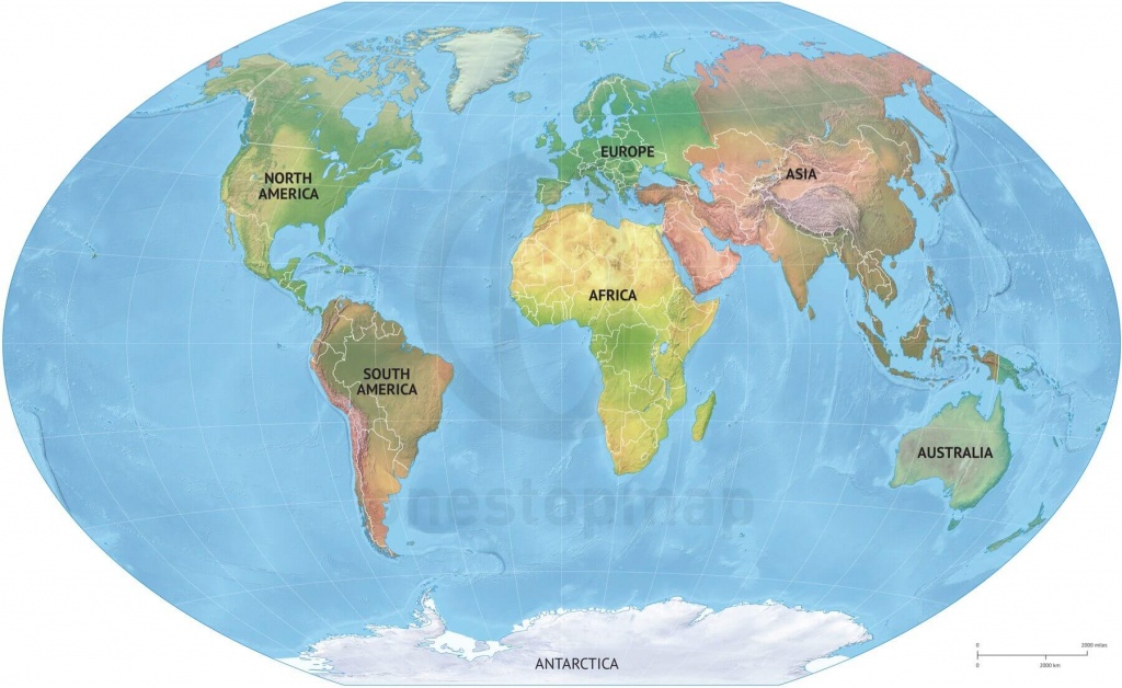 Vector Map World Relief Continents Political | One Stop Map - Printable Map Of Continents