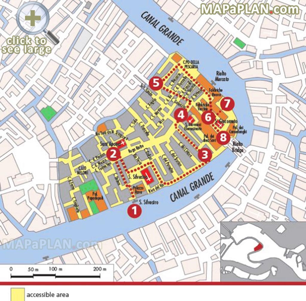 Venice Maps - Top Tourist Attractions - Free, Printable City Street Map - Printable Walking Map Of Venice Italy