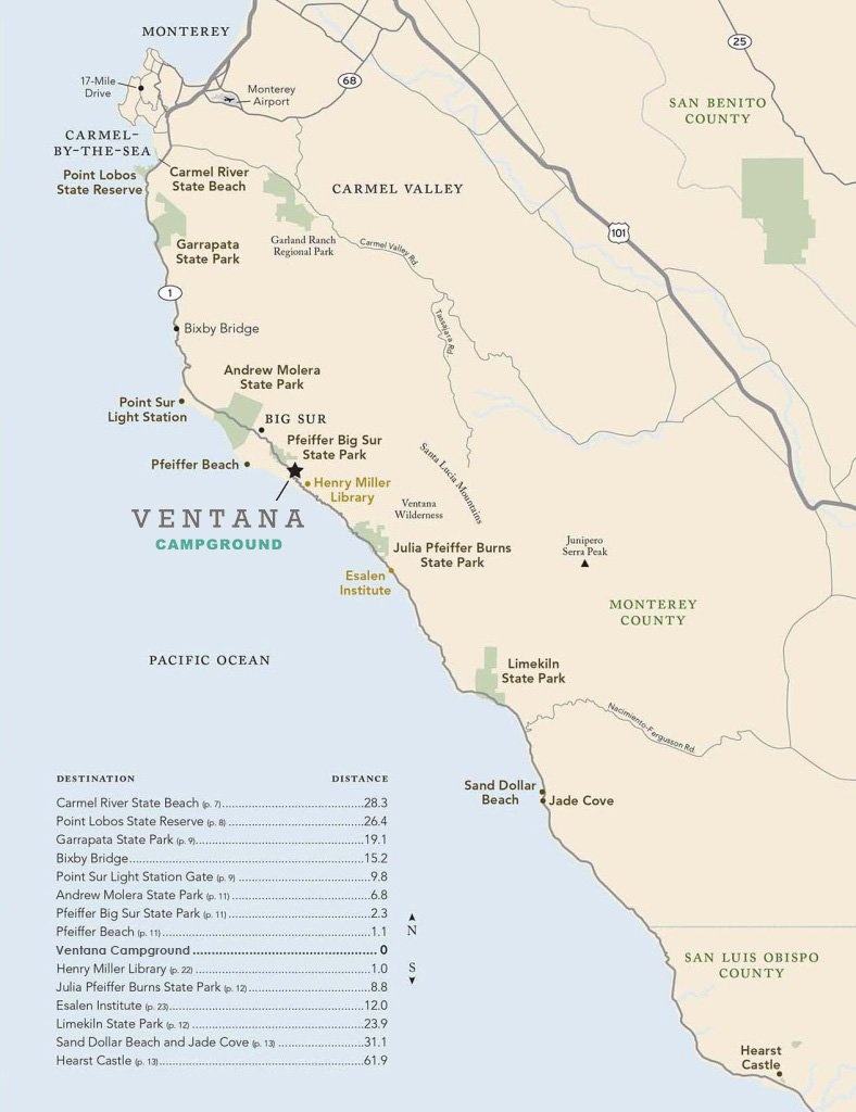 Ventana Campground | Camping In The Big Sur Redwoods - California Camping Map