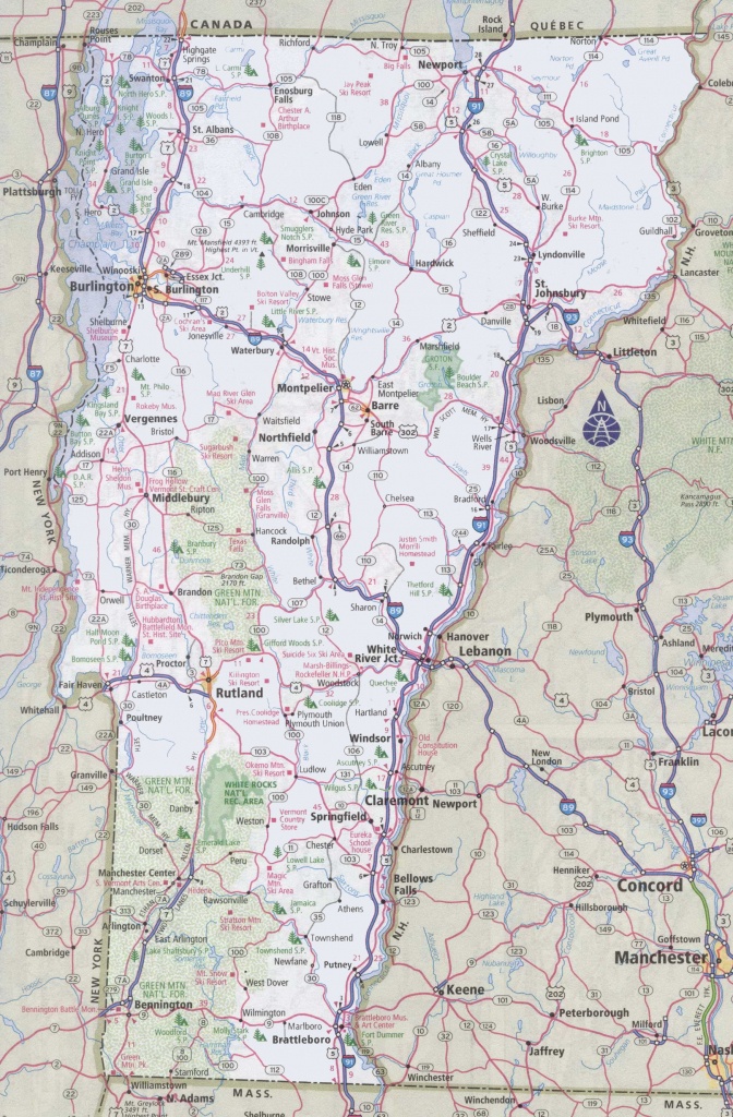 Vermont Road Map - Printable Map Of Vermont