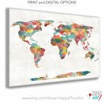 Very Large Custom World Map Print Or Printable World Map Art | Etsy   Large Printable World Map