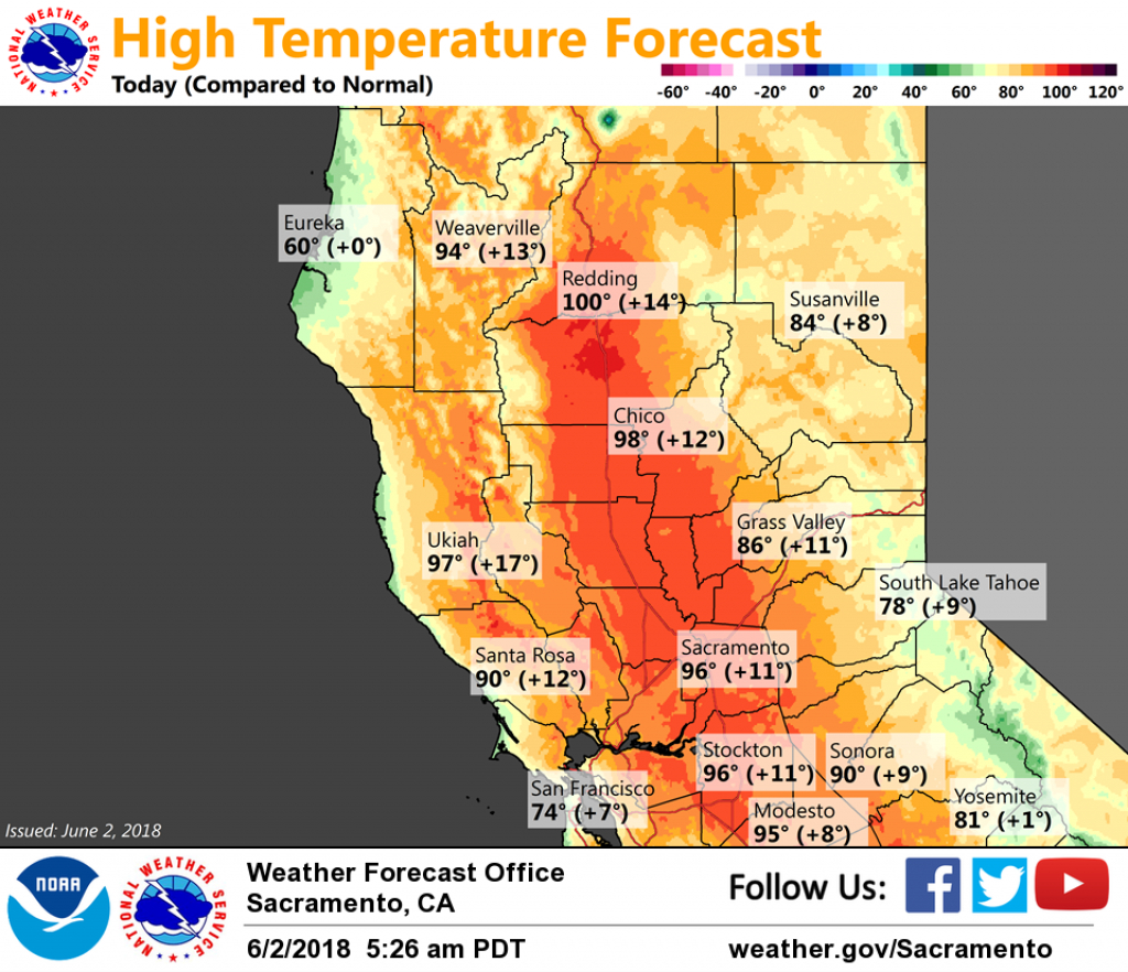 Very Warm Weather Across Interior Northern California This Weekend - California Temperature Map Today