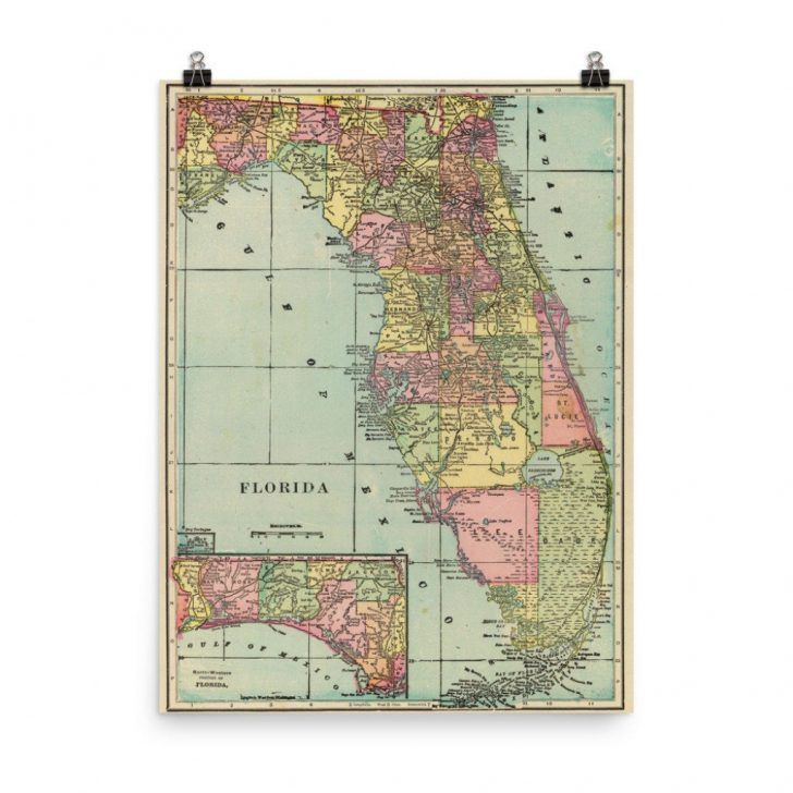 Vintage Florida Map Poster
