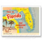 Vintage Florida Map Postcard | Everything Naples, Florida   Panama Beach Florida Map