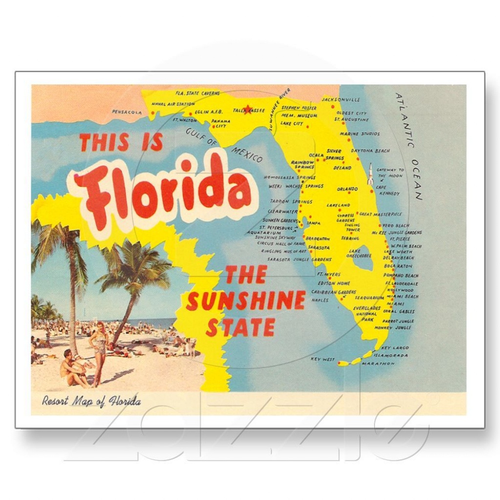 Vintage Florida Map Postcard | Everything Naples, Florida - Panama Beach Florida Map