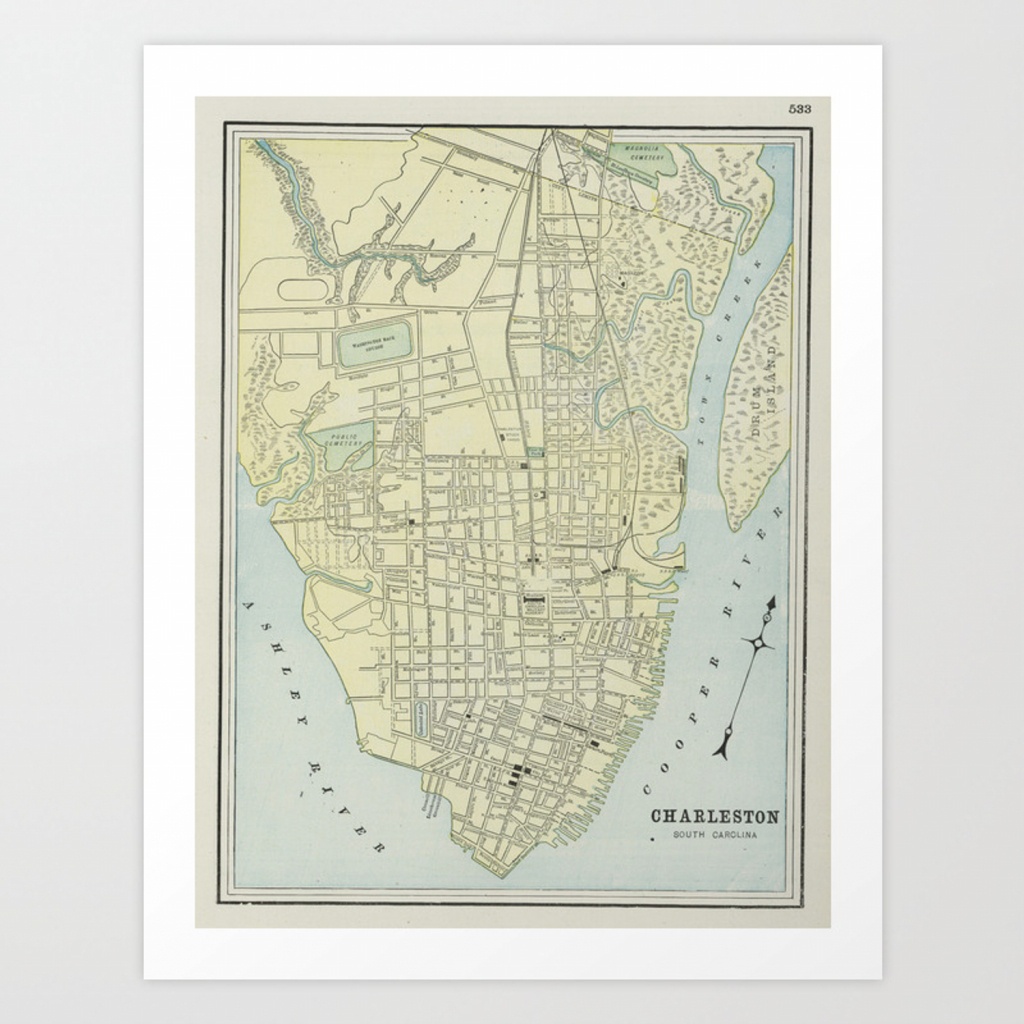 Vintage Map Of Charleston Sc (1901) Art Printbravuramedia | Society6 - Printable Map Of Charleston Sc