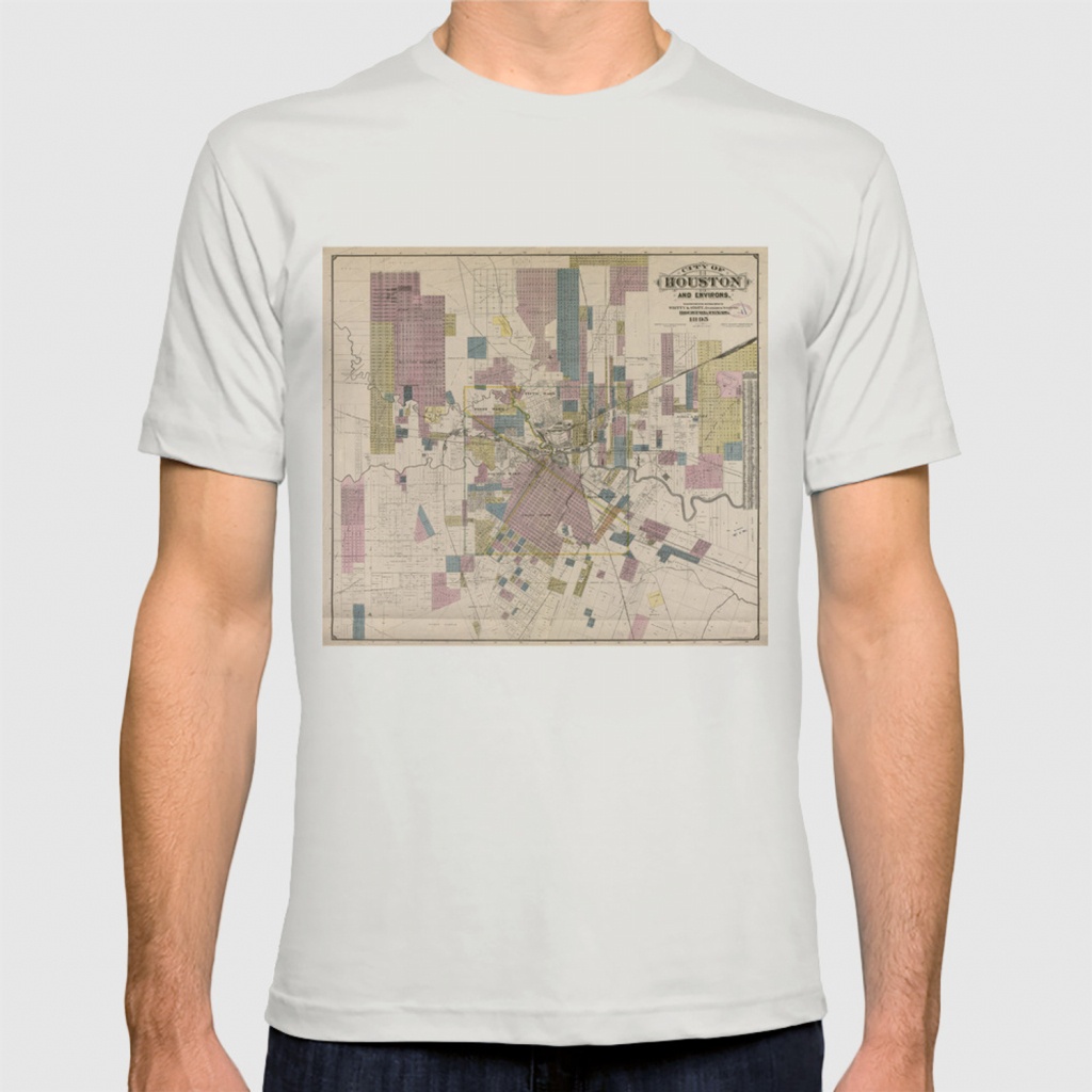 Vintage Map Of Houston Texas (1895) T-Shirtbravuramedia | Society6 - Texas Not Texas Map T Shirt