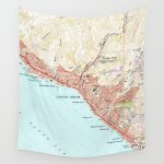 Vintage Map Of Laguna Beach California (1965) Wall Tapestry   Laguna Beach California Map