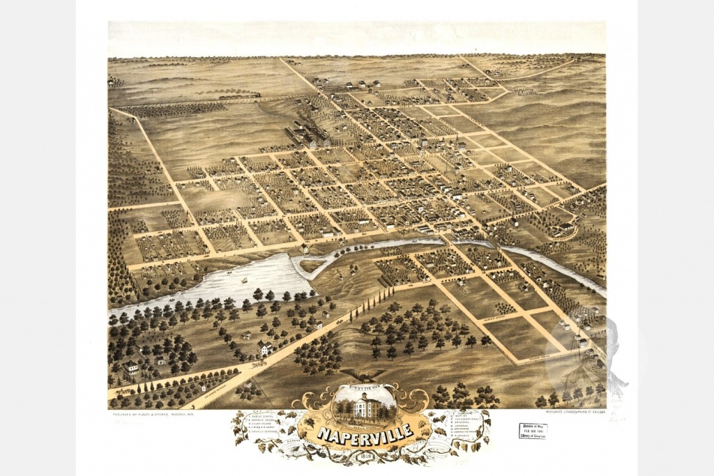 Vintage Map Of Naperville, Illinois 1869 - Ted&amp;#039;s Vintage Art - Printable Map Of Naperville Il