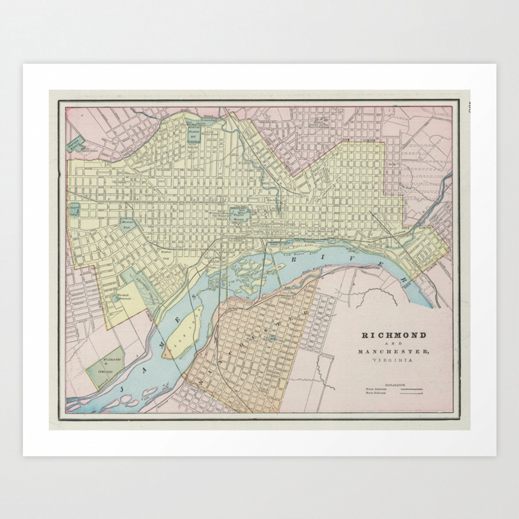 Vintage Map Of Richmond Va (1901) Art Printbravuramedia | Society6 - Printable Map Of Richmond Va