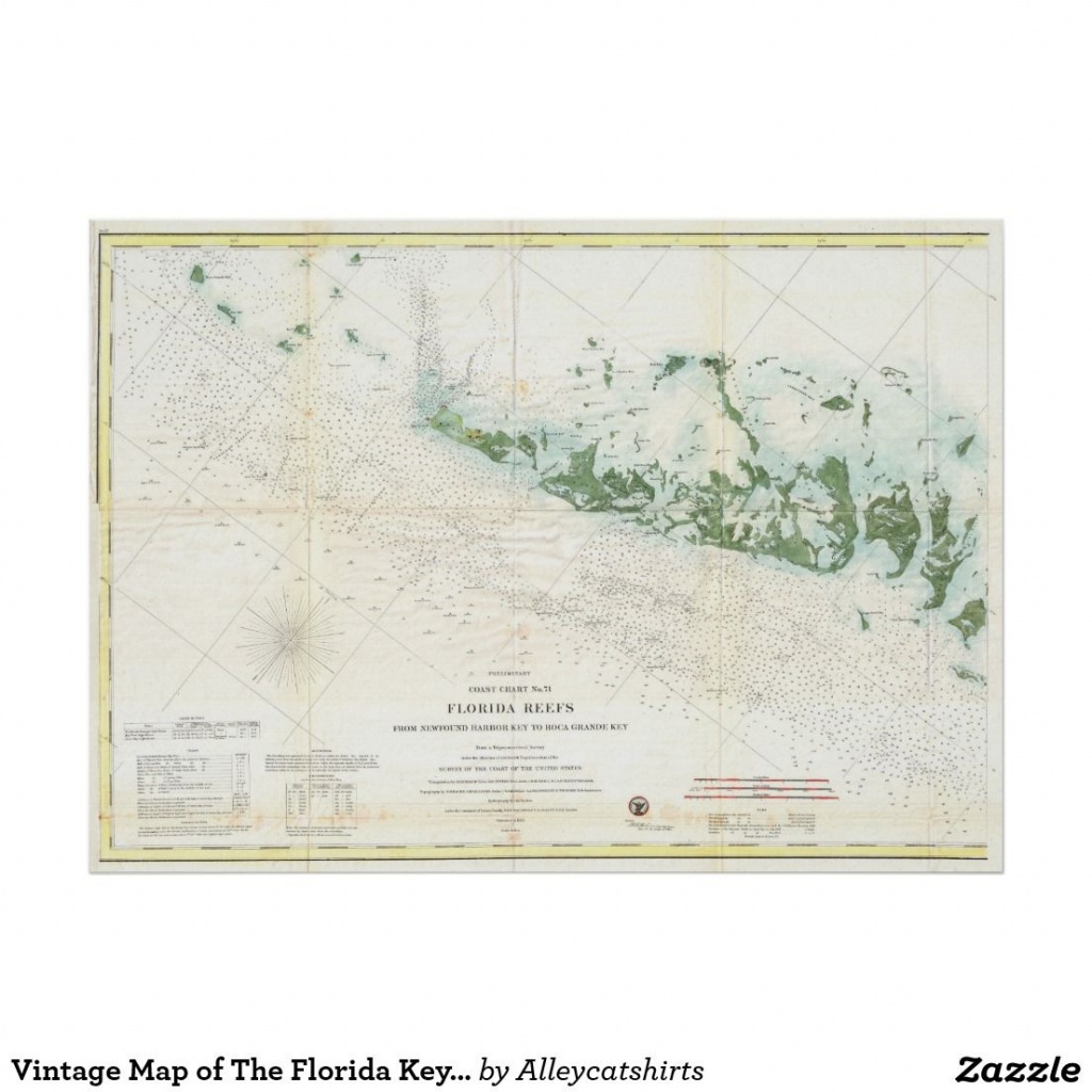 Vintage Map Of The Florida Keys (1859) 2 Poster | Pinterest - Florida Keys Map Poster