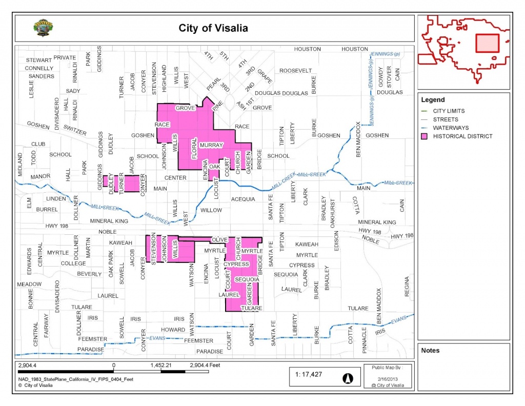 Visalia Heritage: Map Of Visalia&amp;#039;s Historic Districts - Visalia California Map