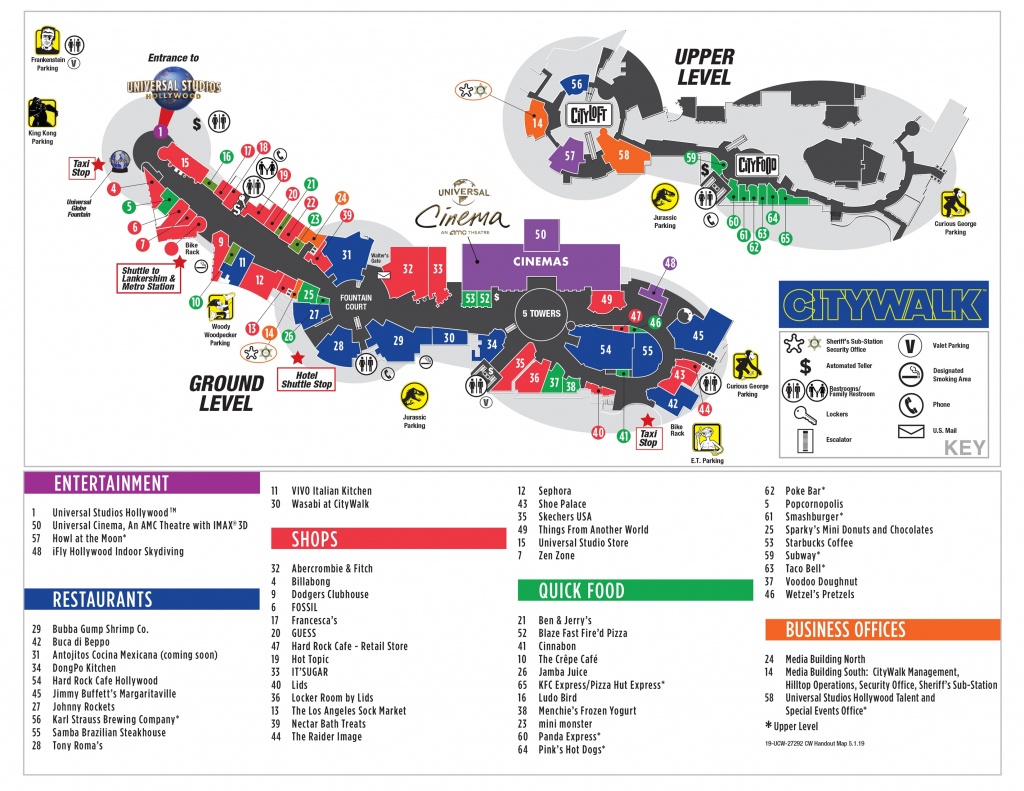 Visitor Map | Citywalk Hollywood - Universal Studios California Map