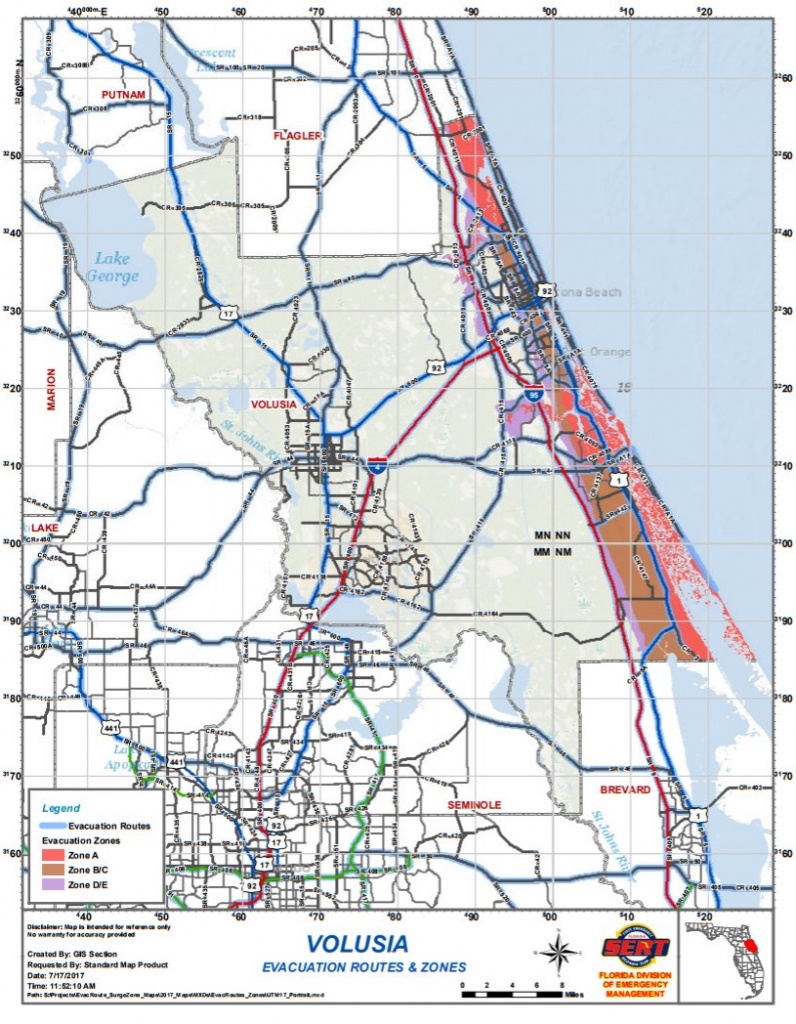 Volusia & Flagler County Evacuation Route/zone & Storm Surge Zone ...