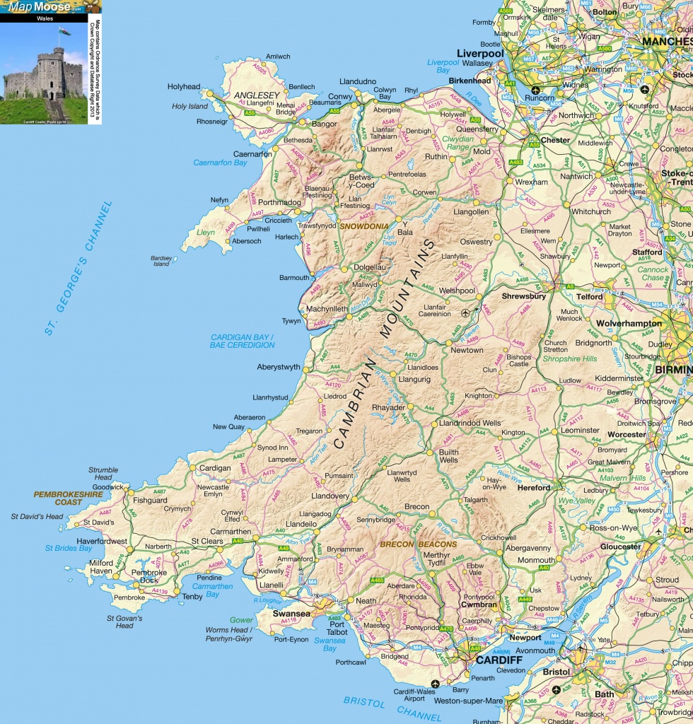 Wales Offline Map, Including Anglesey, Snowdonia, Pembrokeshire And - Printable Map Of Wales