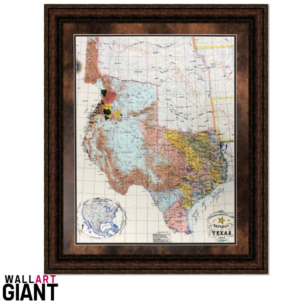 Wall Art Giant Antique And Historic Art - 1845 Republic Of Texas Map - Giant Texas Wall Map