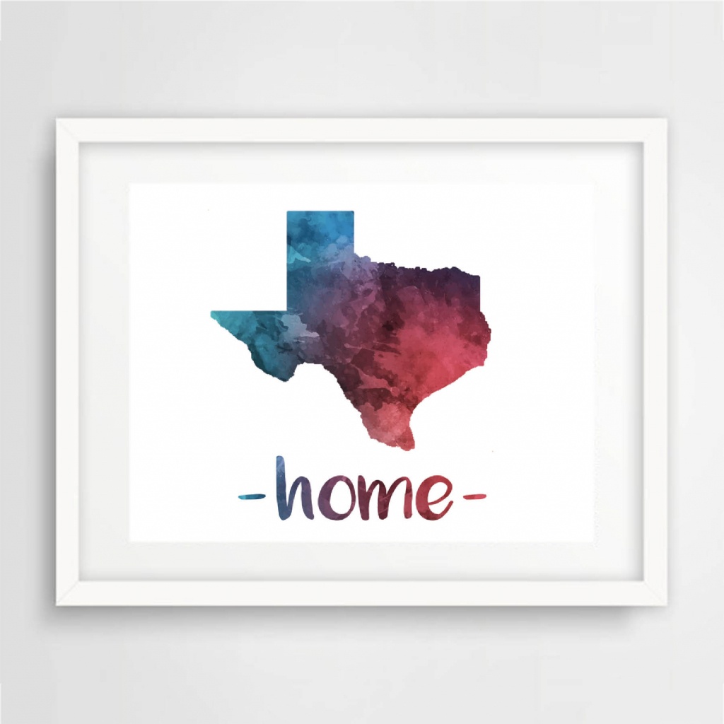 Wall Art Printables | State Map Wall Art - Emerald And Mint - Texas Map Wall Decor