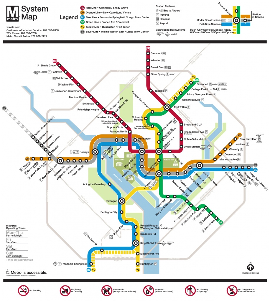 Washington, D.c. Metro Map - Printable Subway Map