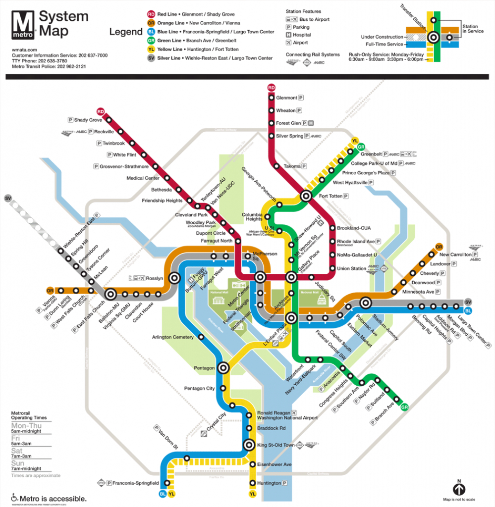 Printable Metro Map Of Washington Dc Free Printable Maps