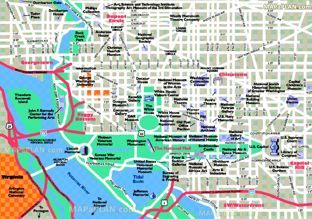 Washington Dc Maps - Top Tourist Attractions - Free, Printable City - Washington Dc Map Of Attractions Printable Map